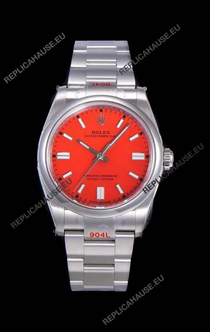 Rolex Oyster Perpetual REF#124300 41MM Cal.3230 Movement Swiss Replica Red Dial 904L Steel 1:1 Mirror Replica Watch