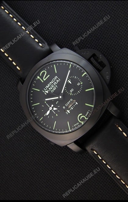 Panerai Luminor GMT 8 Days Power Reserve Japanese Replica PVD Case Watch