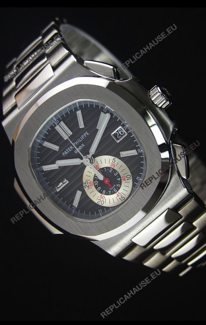 Patek Philippe Nautilus 5980 Chronograph Steel Case in Black Dial - 1:1 Mirror Replica