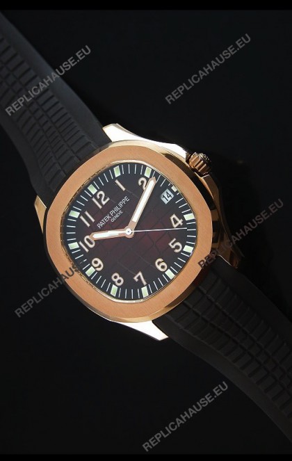 Patek Philippe Aquanaut Jumbo Rose Gold 1:1 Mirror Replica Watch - Wine Colored Dial
