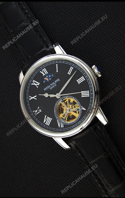 Patek Philippe Japanese MoonPhase Tourbillon Replica Watch Black Dial
