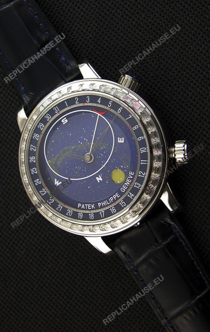 Patek Philippe Grand Complication 6102P Celestial Moon Age Blue Dial Swiss Replica Watch 