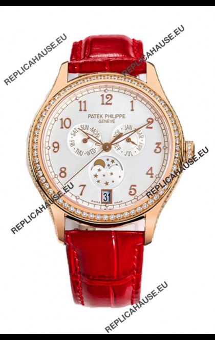 Patek Philippe Complications 4948G Annual Calendar Moonphase White Dial Rose Gold Swiss Replica