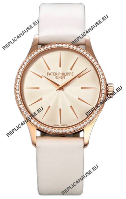 Patek Philippe Calatrava 4997 Ladies Rose Gold Yellow Dial with Swiss Automatic Movement Watch