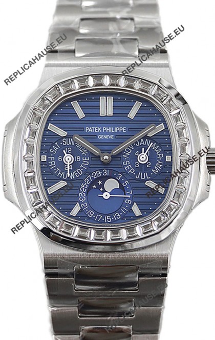 Patek Philippe Nautilus 5740 Perpetual Calendar Stainless Steel Blue Dial Swiss Replica Watch 