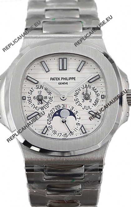Patek Philippe Nautilus 5740 Perpetual Calendar Stainless Steel White Dial Swiss Replica Watch 
