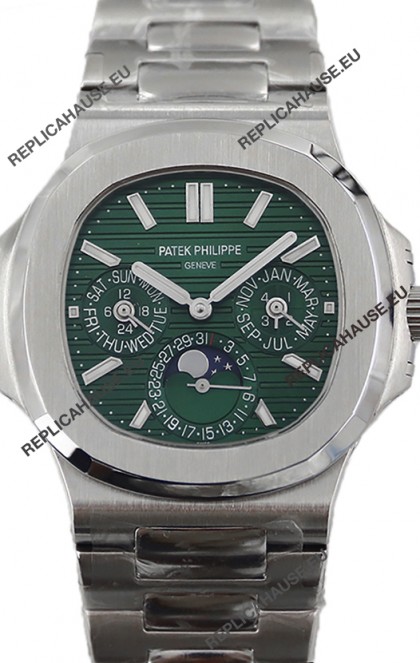 Patek Philippe Nautilus 5740 Perpetual Calendar Stainless Steel Green Dial Swiss Replica Watch 