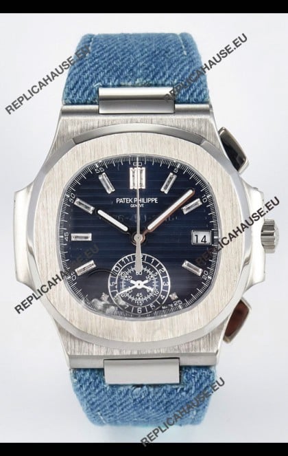 Patek Philippe Nautilus 5980/60G-001 Blue Dial Fabric Strap Crystal Numerals