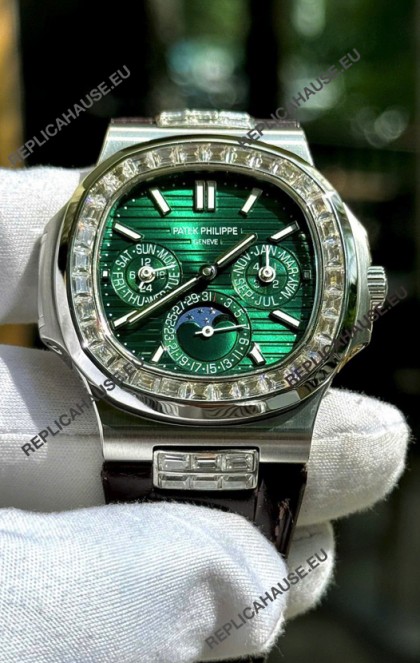 Patek Philippe Nautilus 5740 Perpetual Calendar Stainless Steel Green Dial Swiss Replica Watch