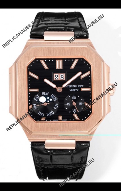 Patek Philippe Cubitus 5822 Rose Gold Casing Black Dial Swiss Replica Watch