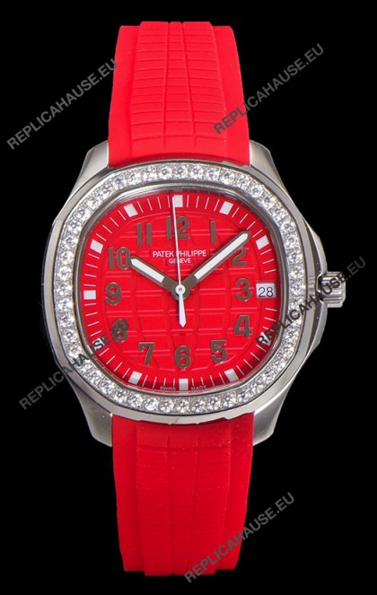 Patek Philippe Super Clone Aquanaut Stainless Steel Red Dial 38.5MM Watch 