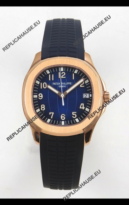 Patek Philippe Super Clone Aquanaut 5167 SC324 Movement 904L Rose Gold Blue Dial Watch 