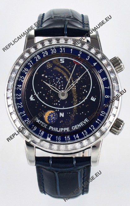 Patek Philippe 6104 Grand Complications Superclone Watch in Stainless Steel - Diamonds Bezel 