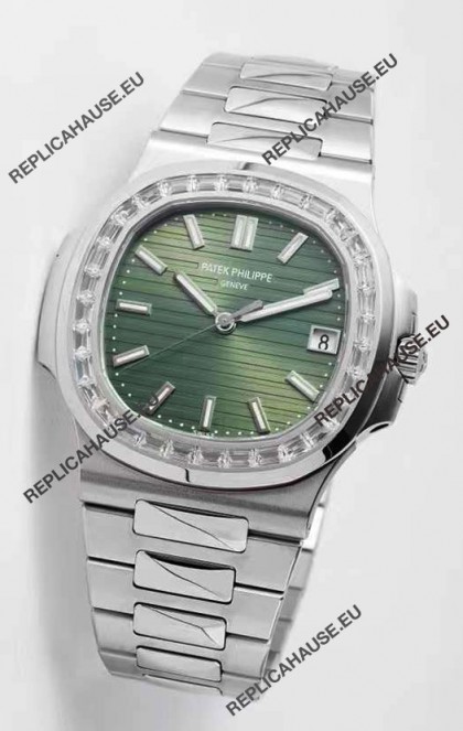 Patek Philippe Nautilus 5711/1A-014 1:1 Mirror Swiss Replica Watch in Green Dial 904L Steel 