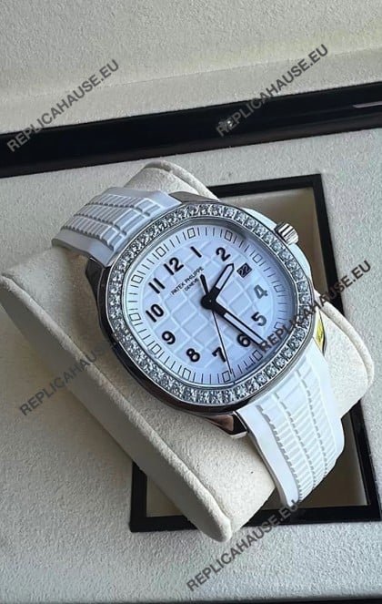 Patek Philippe Aquanaut 5267 Swiss Replica White Dial in Stainless Steel Diamonds Bezel 38.5MM