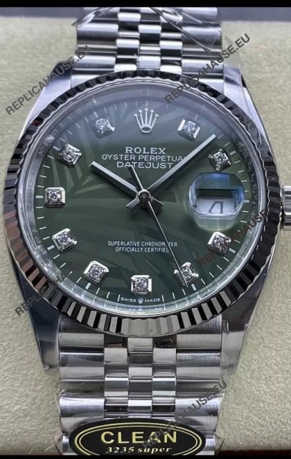 Rolex Datejust Cal.3235 Movement 1:1 Mirror Replica 904L Steel 36MM - Green Palm Motif Dial