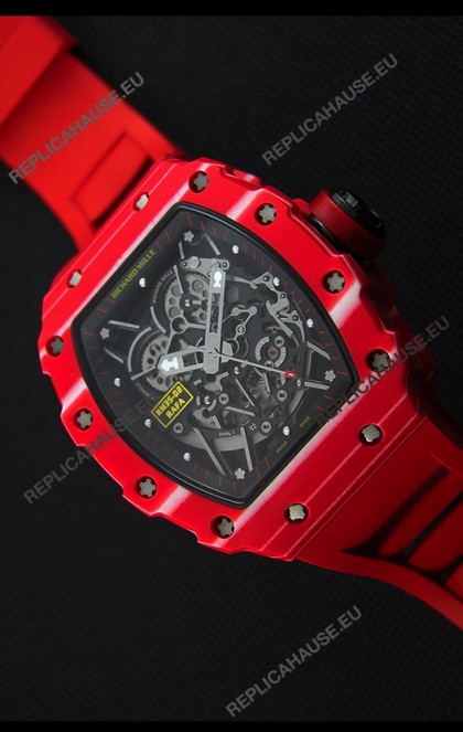 Richard Mille RM35-02 One Piece Red Forged Carbon Case Watch in Red Strap
