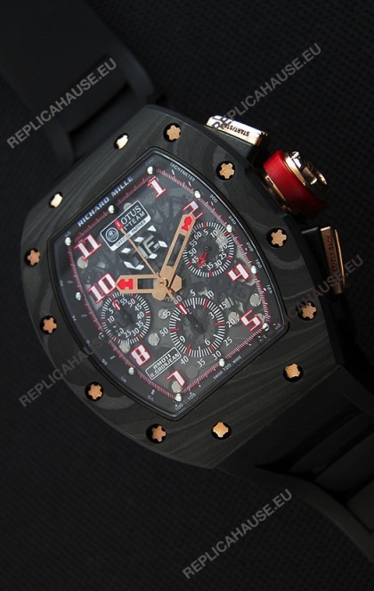 Richard Mille RM011 Romain Grosjean Lotus F1 Edition Forged Carbon Case Swiss Watch 