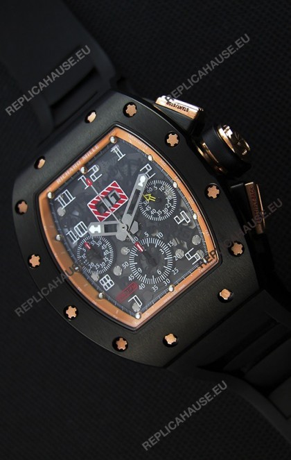 Richard Mille RM011-FM Felipe Massa Black Ceramic Case Watch in Black Strap