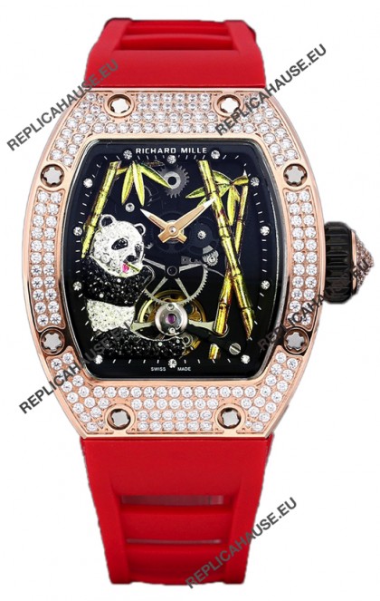 Richard Mille RM26-01 Tourbillon Panda Rose Gold Casing Swiss Movement Watch 