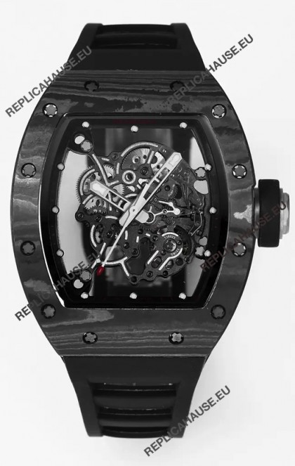 Richard Mille RM055 Black Carbon Casing 1:1 Superclone Genuine Tourbillon Watch 