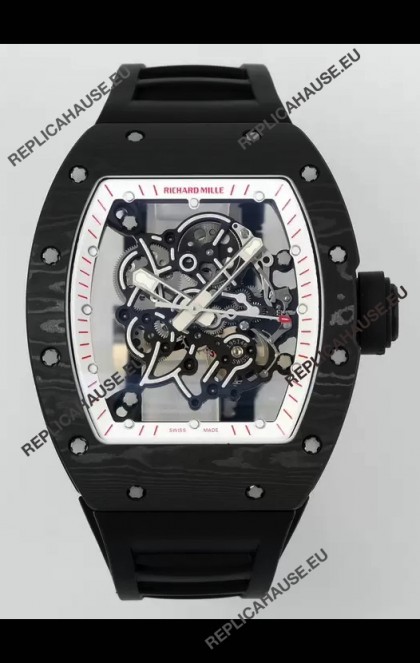 Richard Mille RM055 Black Carbon Casing Black Rubber 1:1 Superclone Genuine Tourbillon Watch 