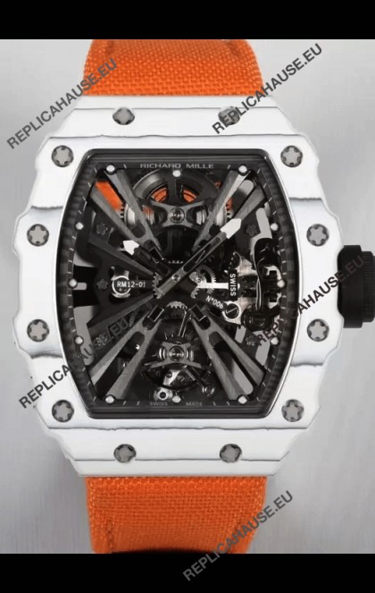 Richard Mille RM12-01 White Carbon Fiber Case Genuine Tourbillon Movement 1:1 Mirror Replica Watch