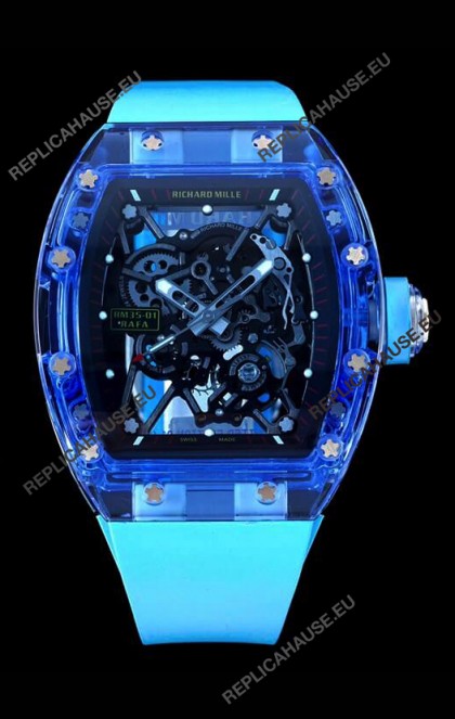 Richard Mille RM35-01 Transparent Sapphires Casing with Genuine Tourbillon Super Clone Watch