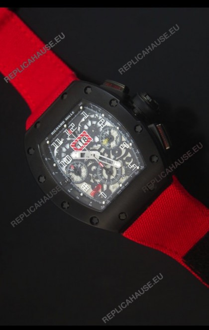Richard Mille RM011 Filipe Massa PVD Swiss Replica Watch in Red Nylon Strap
