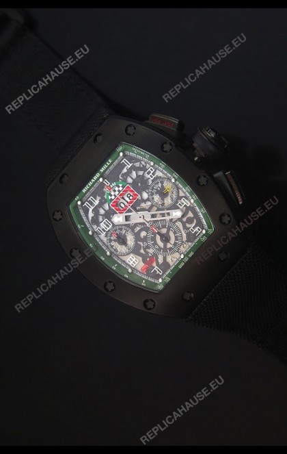 Richard Mille RM011 Filipe Massa PVD Swiss Replica Watch in Black Nylon Strap