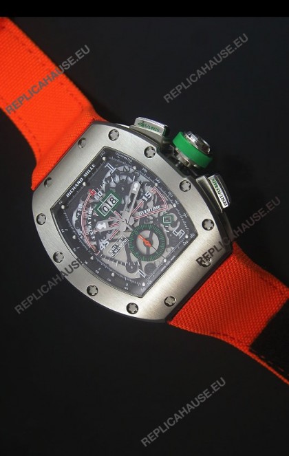 Richard Mille RM011 Filipe Massa Titanium Case Swiss Replica Watch in Orange Nylon Strap