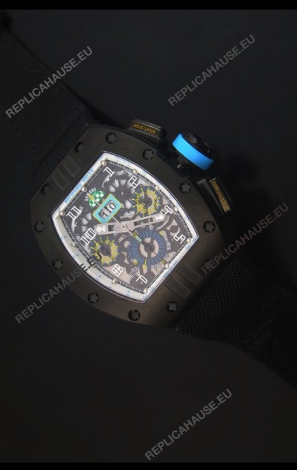Richard Mille RM011 Filipe Massa PVD Swiss Replica Watch in Black Nylon Strap