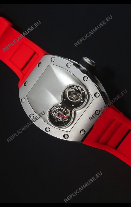Richard Mille RM053 Tourbillon Pablo Mac Donough Swiss Replica Watch in Titanium Case Red Strap