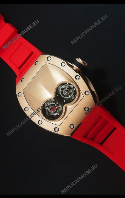 Richard Mille RM053 Tourbillon Pablo Mac Donough Pink Gold Case Red Strap Swiss Watch