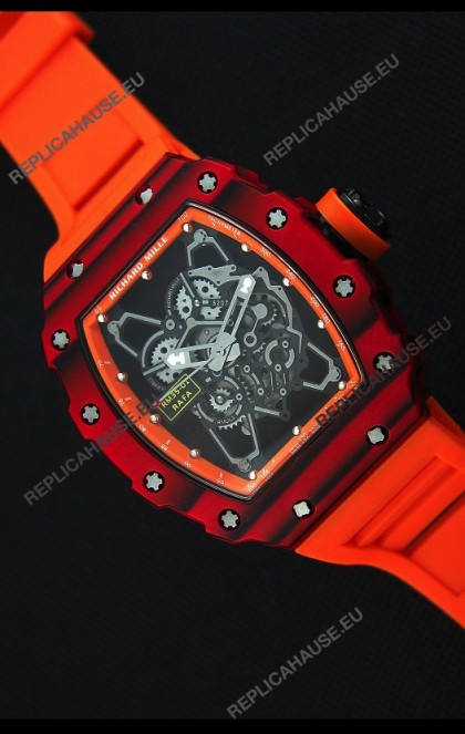 Richard Mille RM35-01 One Piece Red Forged Carbon Case Watch in Orange Strap