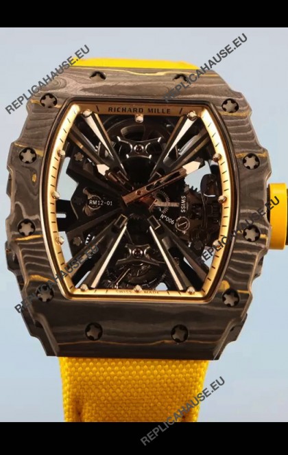 Richard Mille RM12-01 Carbon Fiber Case Genuine Tourbillon Movement 1:1 Mirror Replica Watch
