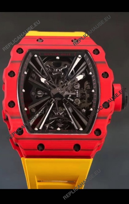 Richard Mille RM12-01 Carbon Fiber Case Genuine Tourbillon Movement 1:1 Mirror Replica Watch