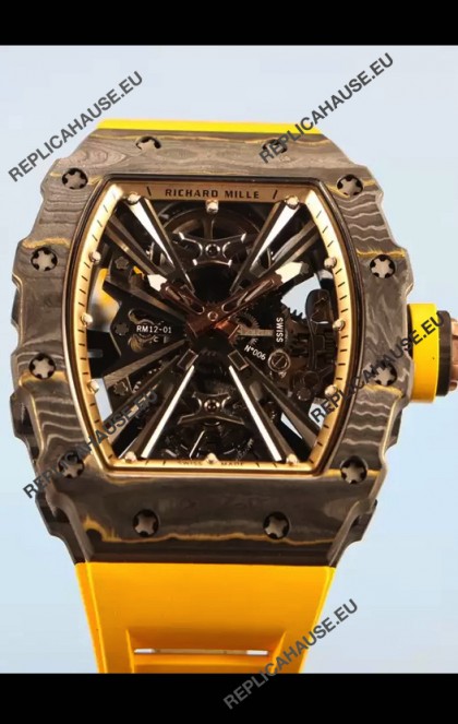 Richard Mille RM12-01 Carbon Fiber Case Genuine Tourbillon Movement 1:1 Mirror Replica Watch