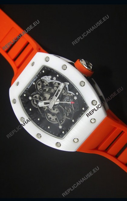 Richard Mille RM055 White Ceramic Case Watch in Black Inner Bezel