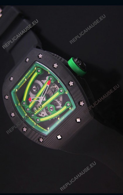 Richard Mille RM059 Yohan Blake Forged Carbon Case Swiss Replica Watch in Green Bezel