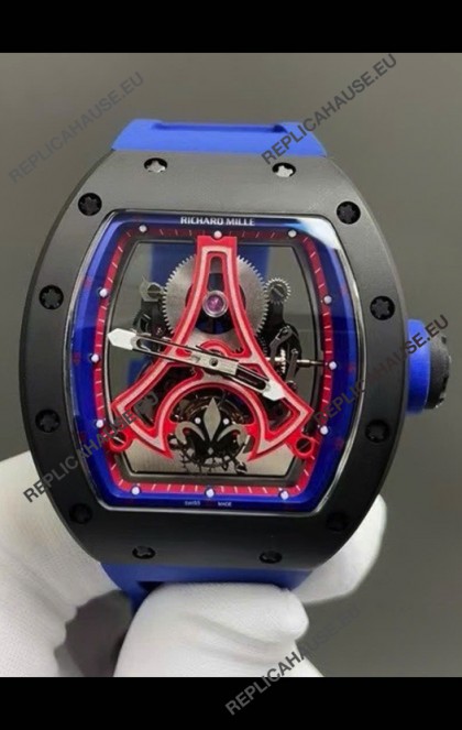 Richard Mille RM52-03 Paris Saint-Germain Tourbillon Black Ceramic Swiss Replica Watch 