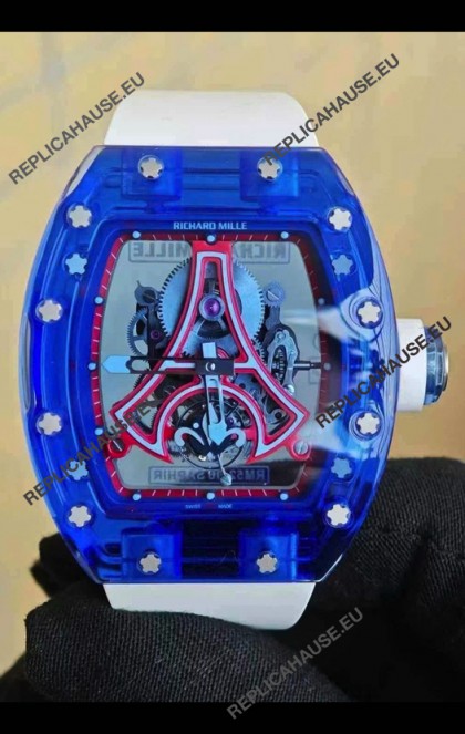 Richard Mille RM52-03 Paris Saint-Germain Tourbillon Blue Sapphires Swiss Replica Watch 