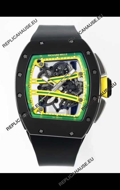 Richard Mille Super Clone RM61-01 Black Ceramic Black Strap Swiss Replica Watch