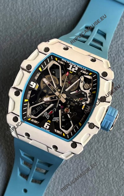 Richard Mille RM35-03 Rafael Nadal Edition White Carbon Fiber Casing 1:1 Mirror Replica Watch in Blue Strap