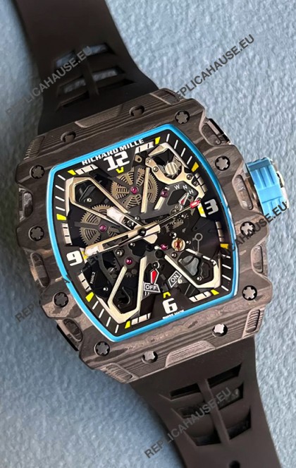 Richard Mille RM35-03 Rafael Nadal Edition Black Carbon Fiber Casing 1:1 Mirror Replica Watch in Black Strap