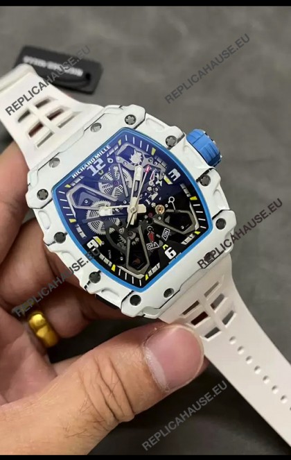 Richard Mille RM35-03 Rafael Nadal Edition White Carbon Fiber Casing 1:1 Mirror Replica Watch in White Strap