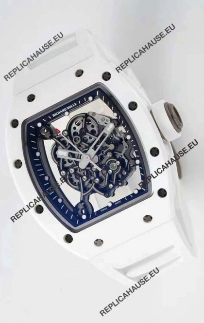 Richard Mille RM055 Ceramic Casing 1:1 Mirror Replica Watch in White Strap 