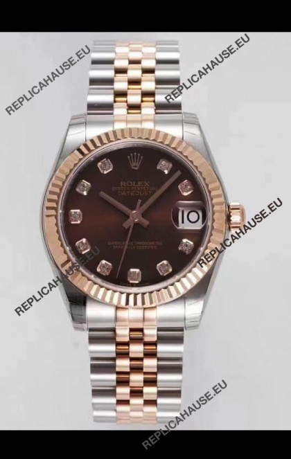 Rolex Datejust 31MM Cal.3135 Movement Swiss Replica Brown Dial Jubilee Strap - Ultimate 904L Steel Watch