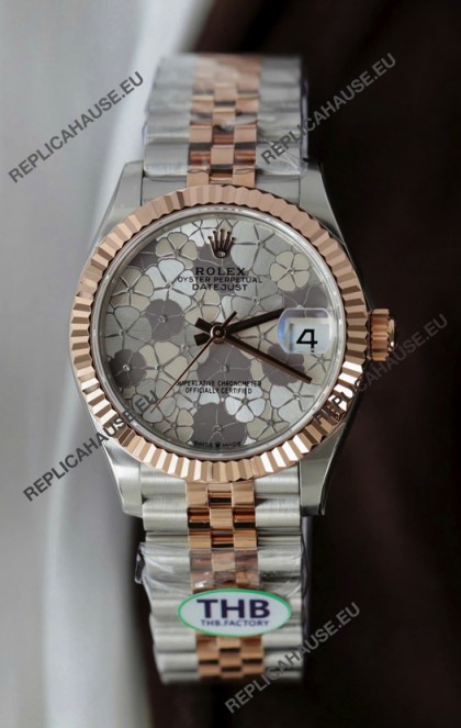 Rolex Datejust Cal.3235 Movement Super Clone Rose Gold 2 Tone 31MM Motif Dial Watch 