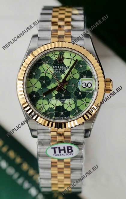 Rolex Datejust Cal.3235 Movement Super Clone 2 Tone Yelow Gold 31MM Motif Dial Watch 